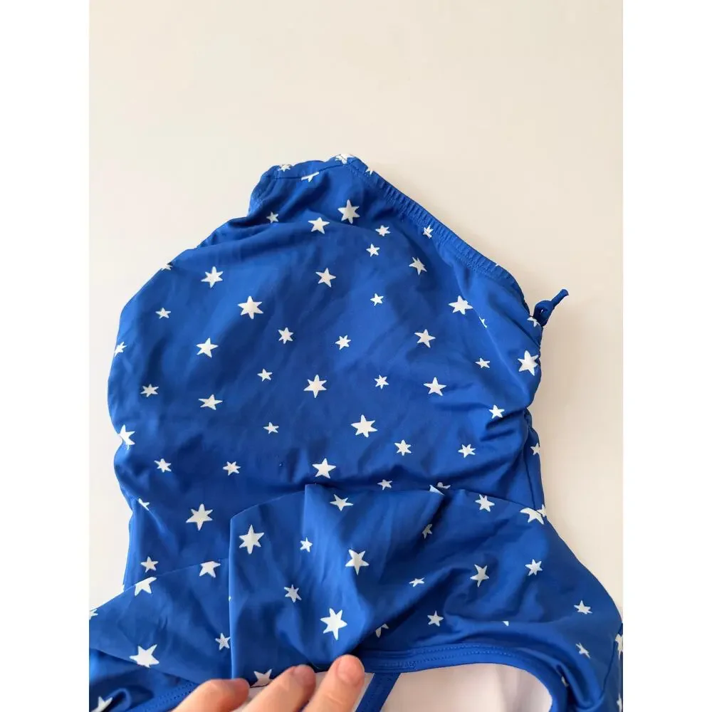 Hanna Andersson Girl's Blue Star Ruffle One Piece Swimsuit Size 5